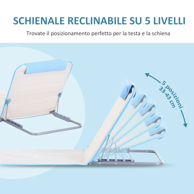 Outsunny Set 2 Lettini Prendisole Pieghevoli con Schienale Regolabile e Borsa, 48x134x36-45 cm, Beige