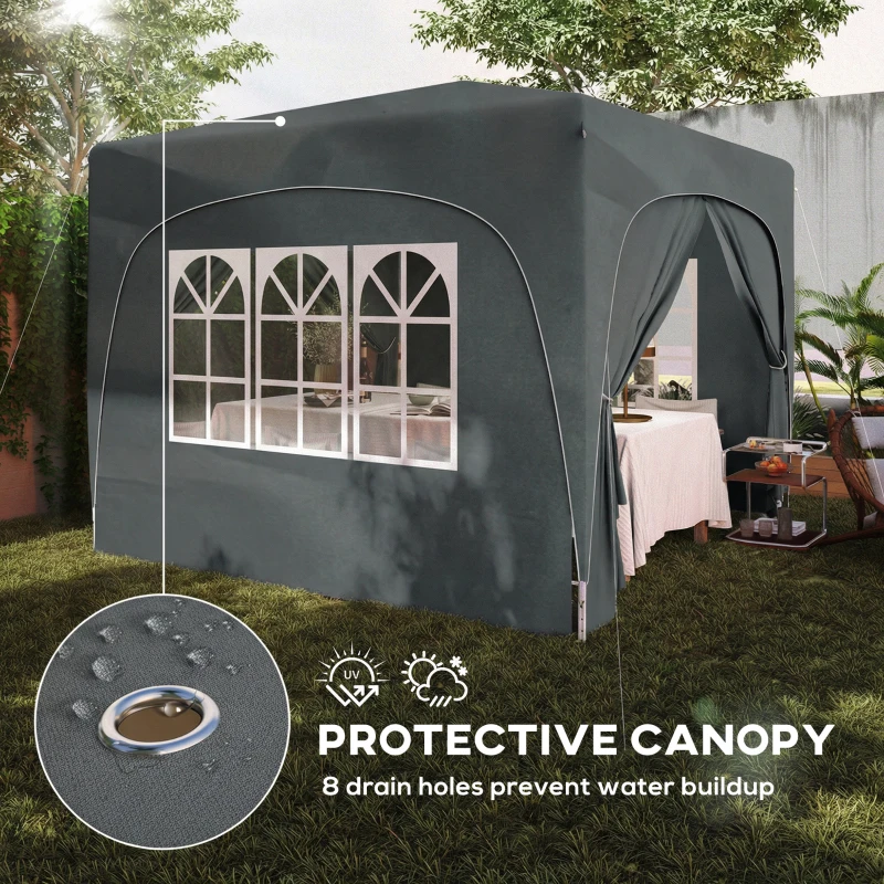 Outsunny 3 x 3m Pop-Up Gazebo Shelter, with Accessories - Dark Grey