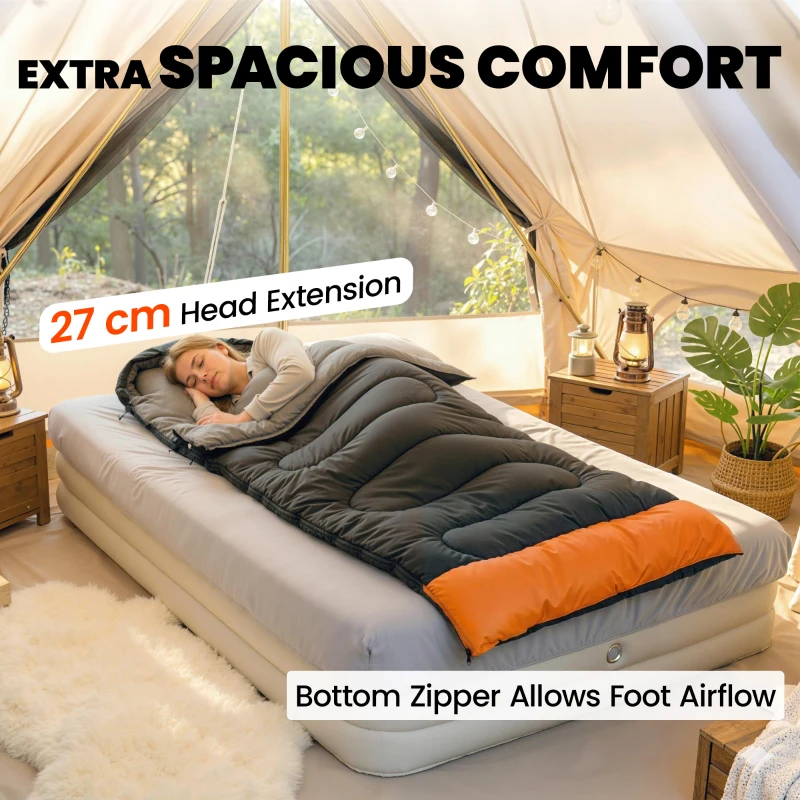 Outsunny Sleeping Bag for Adults, Lightweight & Compact Sleeping Bag, 3 Seasons, Grey