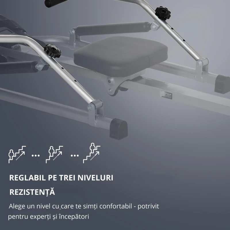 Homcom Aparat Vaslit – Pliabil cu 4 Niveluri Rezistenta & Monitor