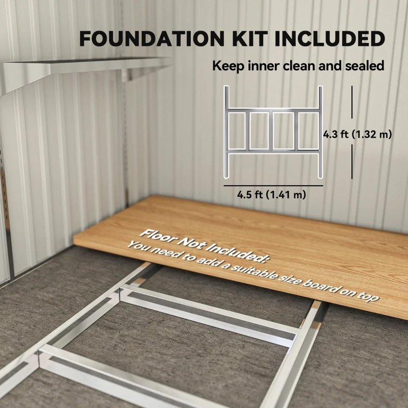 Outsunny 7 x 5ft Galvanised Metal Shed, with Sliding Door - Light Grey