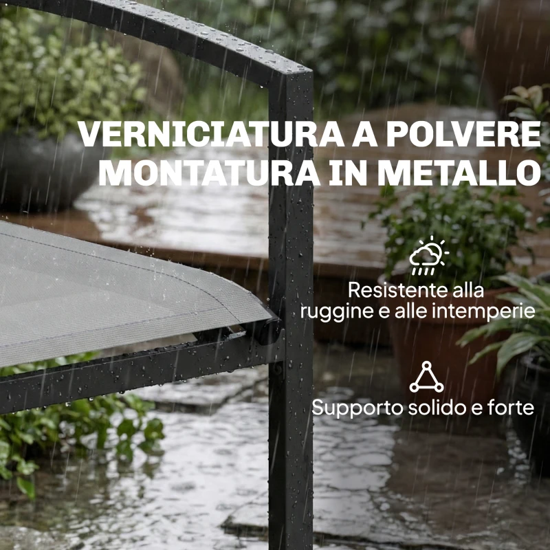 Outsunny panca da giardino in metallo, 2 posti, tessuto traspirante Texteline, colore grigio.