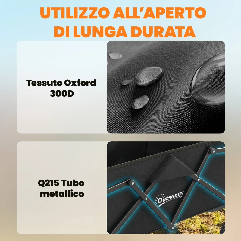 Outsunny Carrello da Giardino Pieghevole 66L con Manico Regolabile e Portabicchieri, Nero