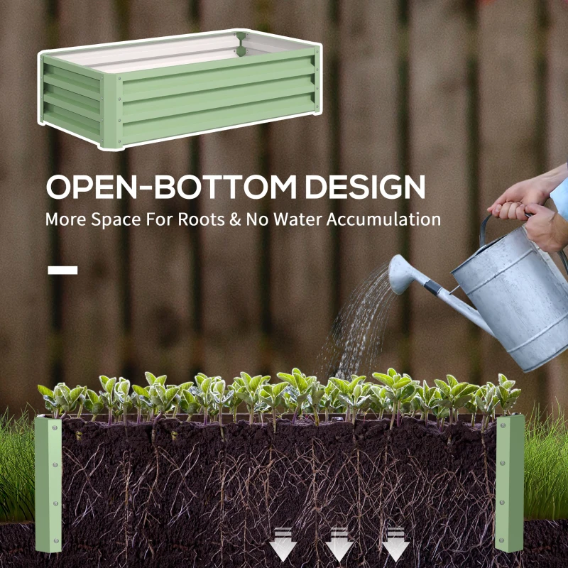 Outsunny Raised Beds for Garden, Galvanised Outdoor Planters, for Herbs and Vegetables, Use for Patio, Garden, Balcony