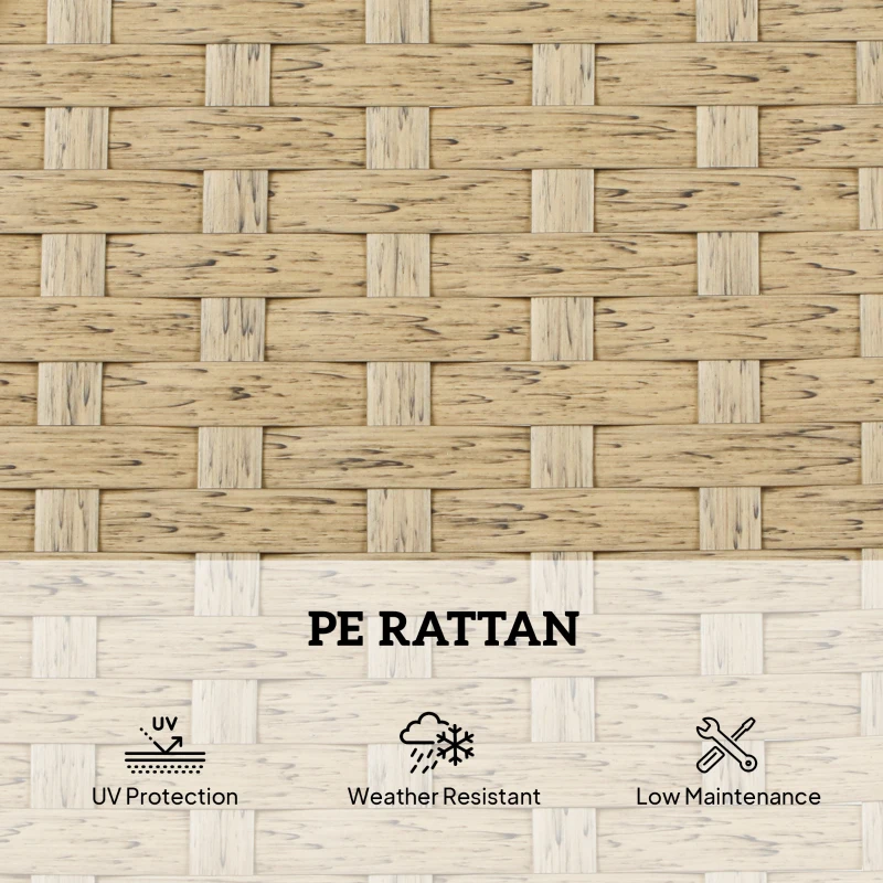 Outsunny Rattan Sun Loungers Set of 2 with Side Table, Garden Recliner Sunbeds with Adjustable Back, Cushions, Beige