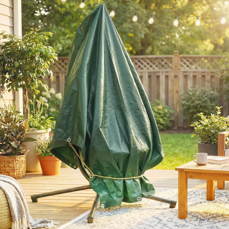 Outsunny 3 x 4m Waterproof Tarpaulin, 90GSM Tear-Resistant PE Tarp with Reinforced Grommets, UV Protected Cover