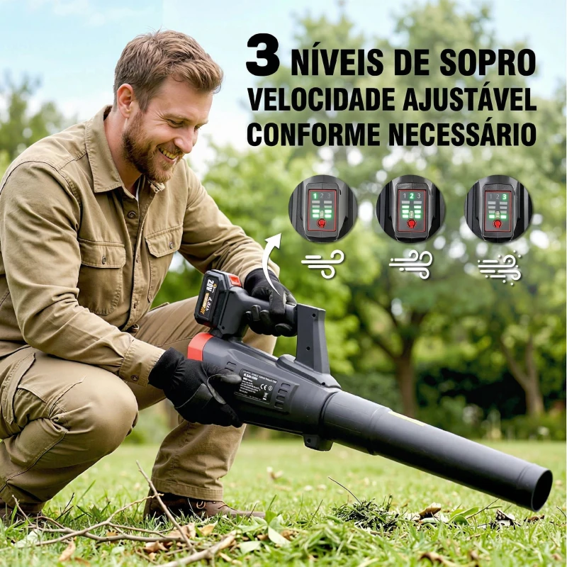 Outsunny Soprador de Folhas Sem Fios 18 V com 2 Baterias 4.0 Ah e Carregador Motor Sem Escovas 600 W 3 Velocidades Correia para Ombro 149 km/h 96x16,5x29 cm Preto