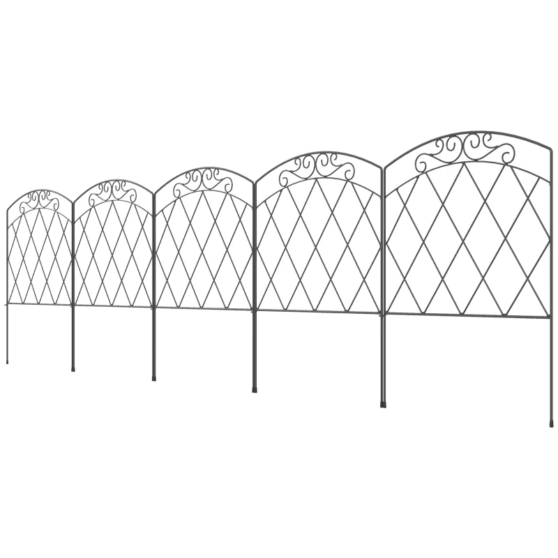 Outsunny 3m Decorative Metal Garden Fence - Diamond and Swirl Pattern