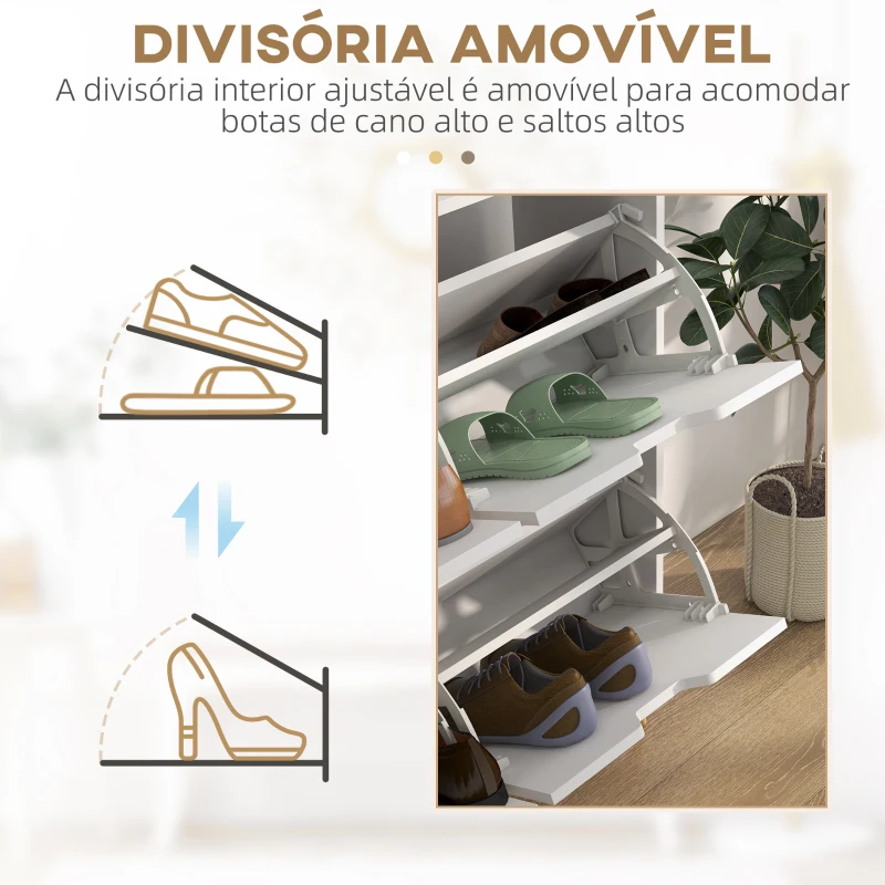 HOMCOM Sapateira para 16 Pares de Sapatos com 4 Gavetas e Prateleiras Ajustáveis 95x26x95 cm Branco