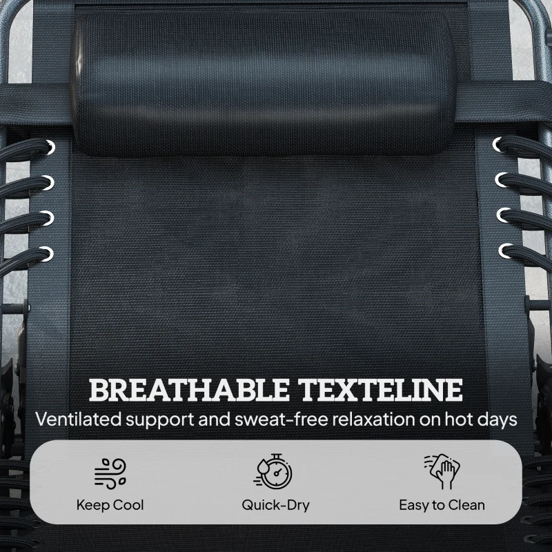 Outsunny Folding Sun Lounger with Canopy, Reclining Sunbed with Cushion, Side Pocket, Carrying Handle, Dark Blue