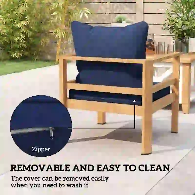 Outsunny Seat and Back Padded Cushion Set, CUSHION ONLY - Dark Blue