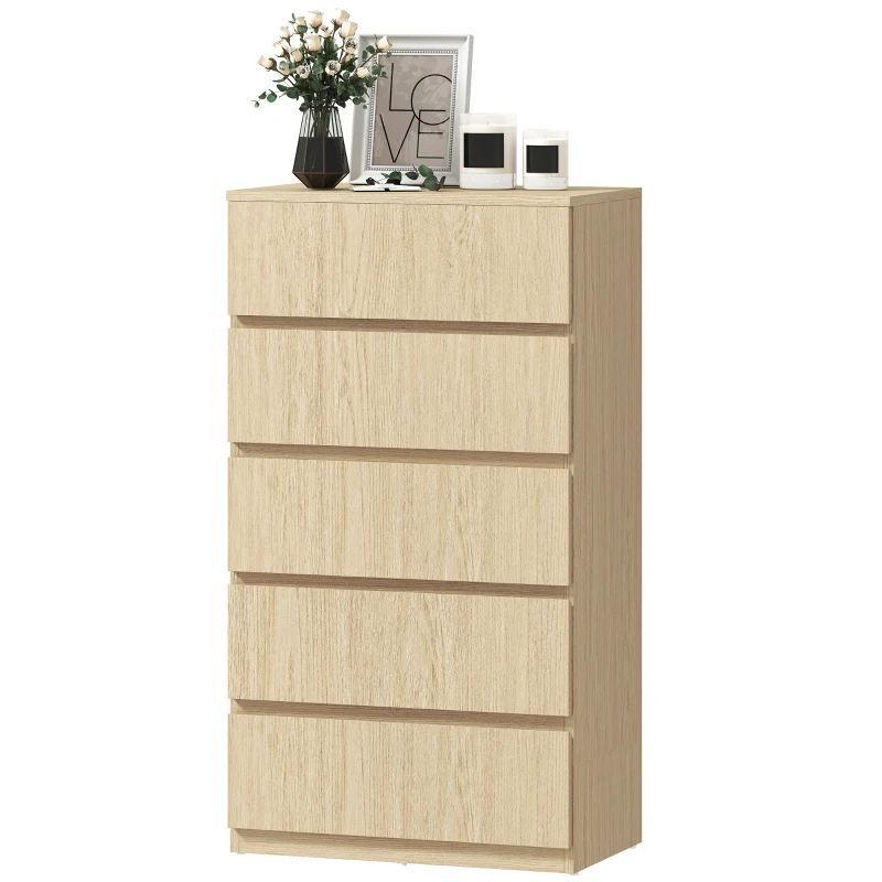 HOMCOM Chest of Drawers, 5-Drawer Storage Cabinets, Modern Dresser, Storage Drawer Unit for Bedroom
