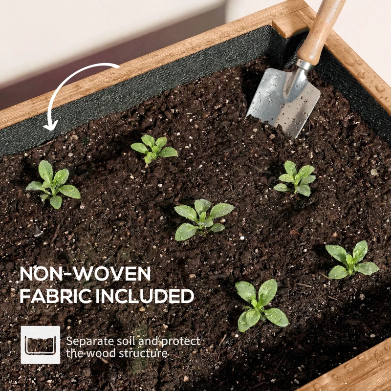Outsunny Letto da Giardino Rialzato, Fioriera Verticale in Legno con Drenaggio e Rivestimento.