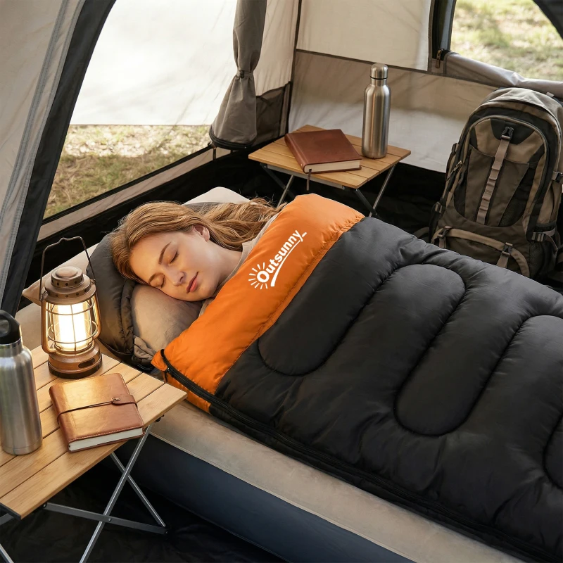 Outsunny Sleeping Bag for Adults, Lightweight & Compact Sleeping Bag, 3 Seasons, Grey