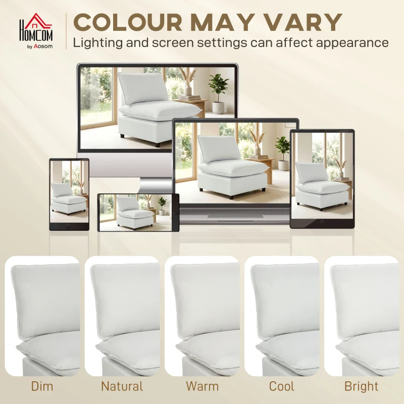 HOMCOM Scaun accent, scaun Leathaire modern cu șezut lat și adânc, pernițe groase, montaj ușor, gri