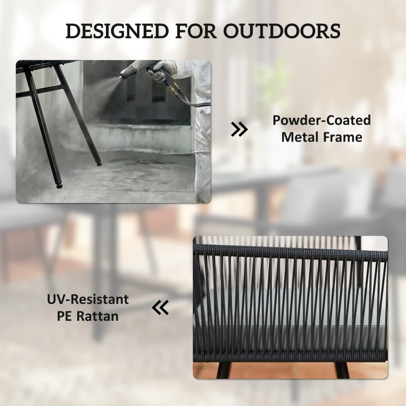 Outsunny 5 Piece Garden Furniture Set, Garden Dining Set with Wood-Plastic Table and 4 Armchairs, Light Grey