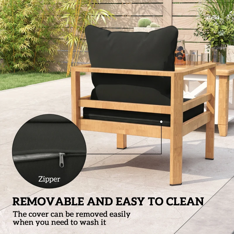 Outsunny Seat and Back Padded Cushion Set, CUSHION ONLY - Black
