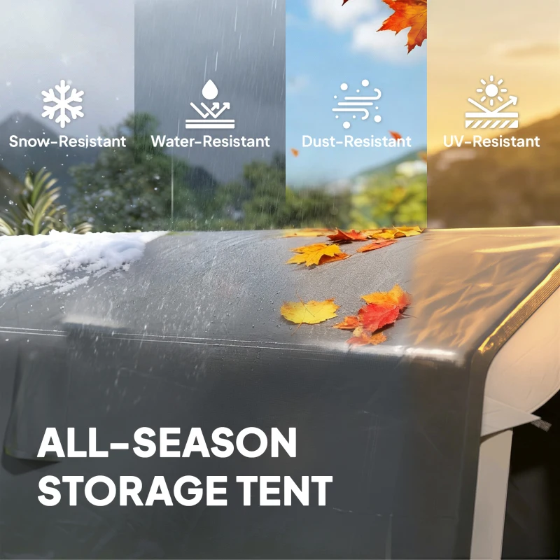 Outsunny 1.8 x 2.4m Garden Storage Shed Tent, Waterproof Portable Shed Shelter for Motorbike, Garden Tools, Bike Storage