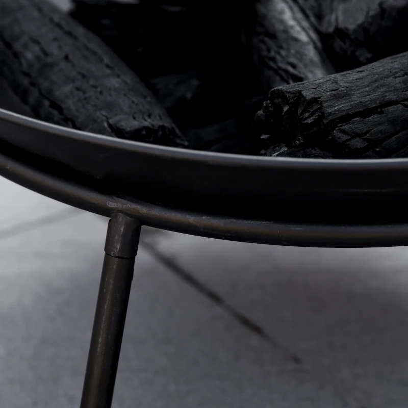 Outsunny Outdoor Fire Pit, Portable Round Firepit with Poker, for Garden, Camping, Bonfire, Picnic, Dia. 47 x 21 cm, Black