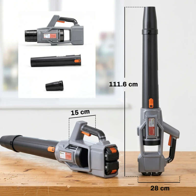 Outsunny Soffiatore Foglie Cordless 36V, 2 Batterie 4000mAh, Caricatore incluso, Modello Leggero.