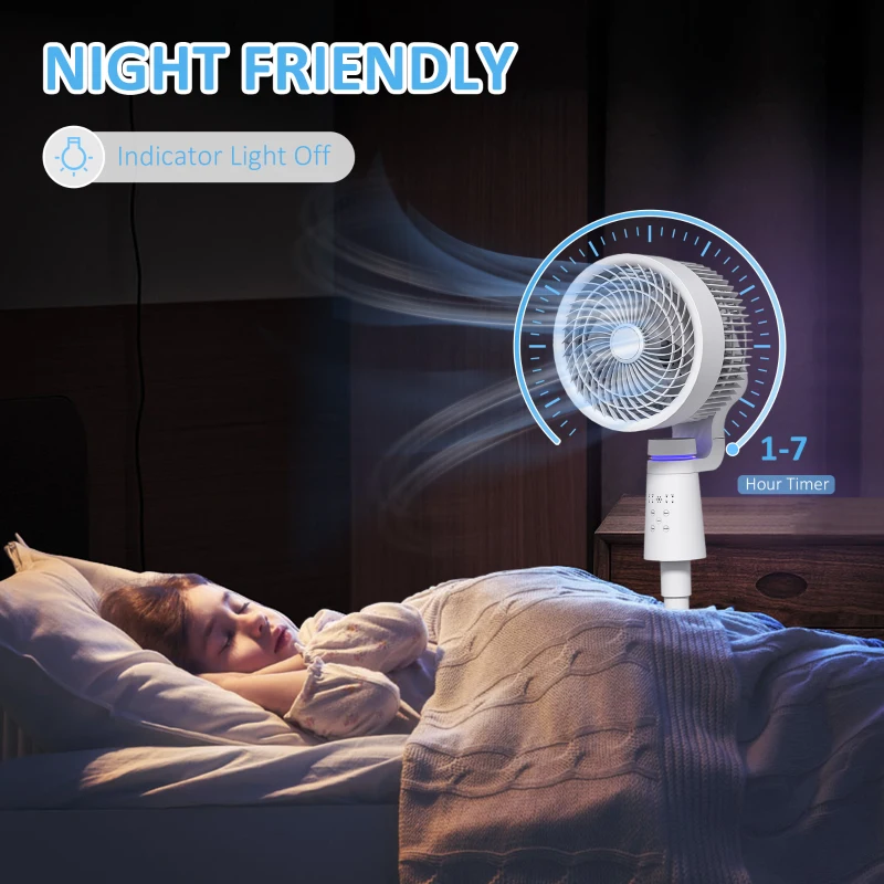 HOMCOM Wentylator stojący cyrkulator powietrza z 3 prędkościami, pilotem, timerem i oscylacją 70°+90°