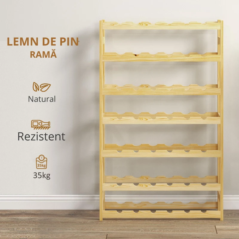 HOMCOM Wooden Wine Rack 42 Bottles, Narrow 7-tier Wine Holder for Home Bar