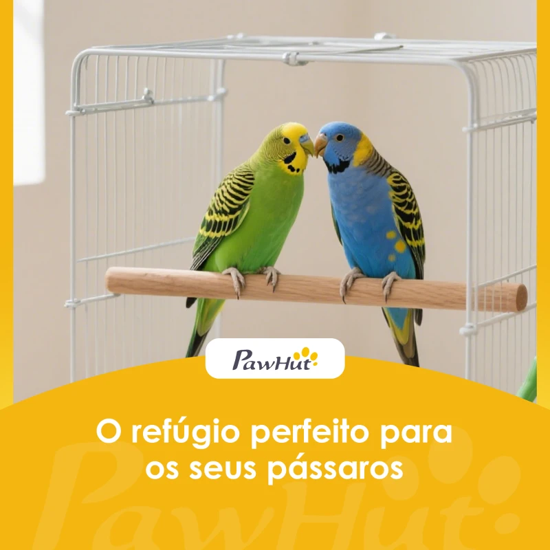 PawHut Gaiola para Pássaros de Aço com Comedouros Poleiros Balanço e Bandeja Removível 50,5x41x104 cm Branco