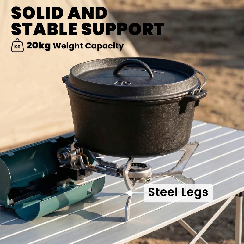 Outsunny 2670W Foldable Camping Stove with Safety Shut-Off, Piezo Ignition Gas Stove with Carry Bag, Green