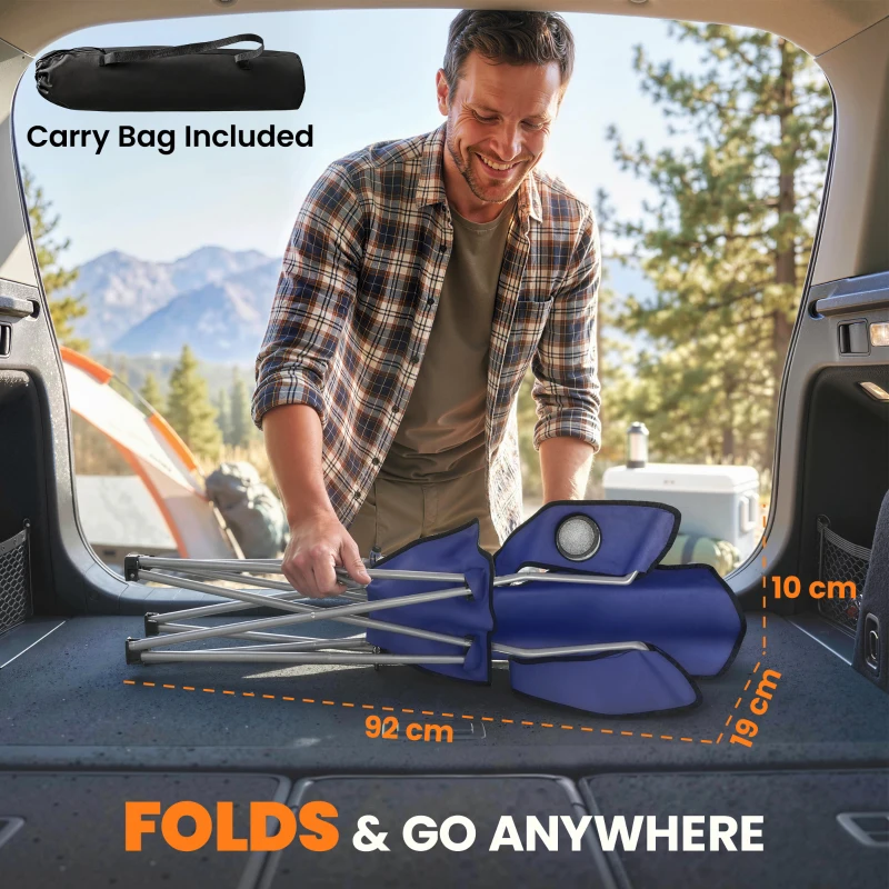 Outsunny Camping Chair Set of 2 Portable Folding Outdoor Camp Chair with Cup Holders and Carry Bag Dark Blue