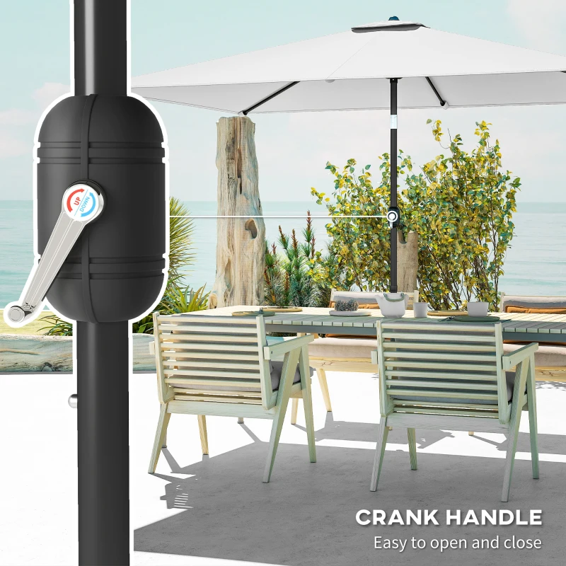 Outsunny Garden Parasol, Parasol Umbrella with Crank Handle, Tilt Function, Polyester Canopy, Cream White