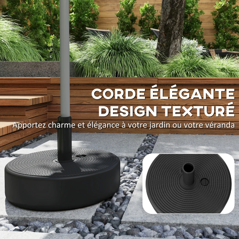 Outsunny Pied de parasol, socle parasol extérieur Remplissable jusqu'à 19 kg avec Sable ou 15 kg avec Eau, Ø 45 x 30,5 cm, noir