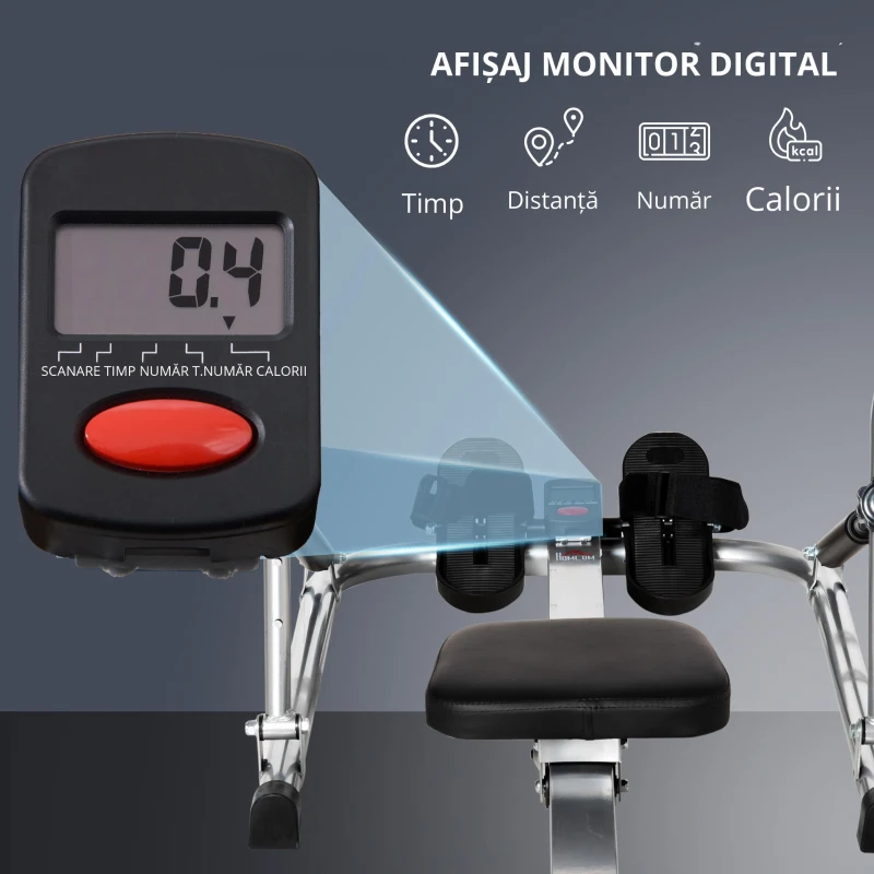 Homcom Aparat Vaslit – Pliabil cu 4 Niveluri Rezistenta & Monitor