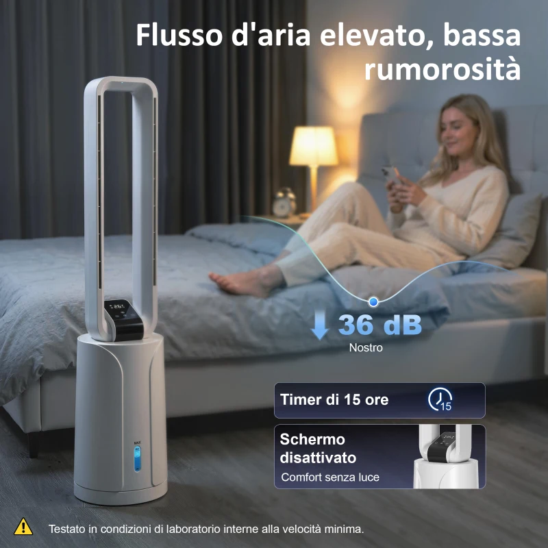 HOMCOM Raffrescatore Evaporativo con Timer 15H, 109.5 cm, Bianco