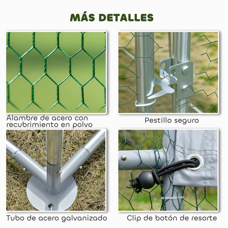 PawHut Gallinero para Exterior Grande de Acero Galvanizado 6,8x3x1,9 m 20,4 m² con Cubierta Tela Oxford y Cerradura Plata