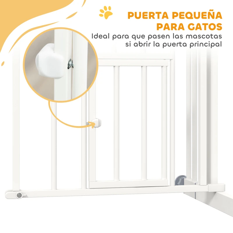 PawHut Barrera de Seguridad para Perros 74-100 cm con Extensión Montaje a Presión Doble Bloqueo para Puerta Escalera Blanco