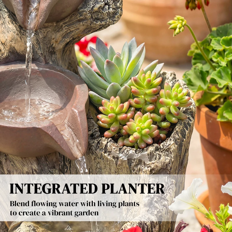 Outsunny 5-Tier Outdoor Waterfall Fountain, Freestanding Self-Contained Cascading Water Feature Garden Landscape