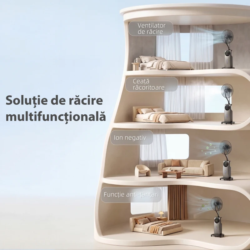 HOMCOM, Ventilator de Tip Coloană, Cu Pulverizare de Apă, ABS, Metal, 50 x 39 x 138 cm, Maro