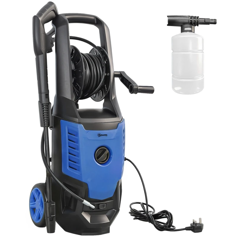 Outsunny 2200W High Pressure Washer, 170 Bar Pressure Washer with Adjustable Nozzle and 6M Hose, 32W x 32D x 80H cm Blue