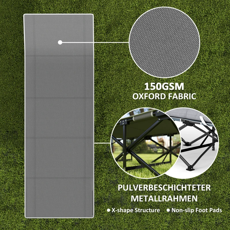 Outsunny 67cm Wide Folding Bed, Camping Cot for Adults with Mattress, Storage Pocket, Carry Bag, Max Load 150kg, Black