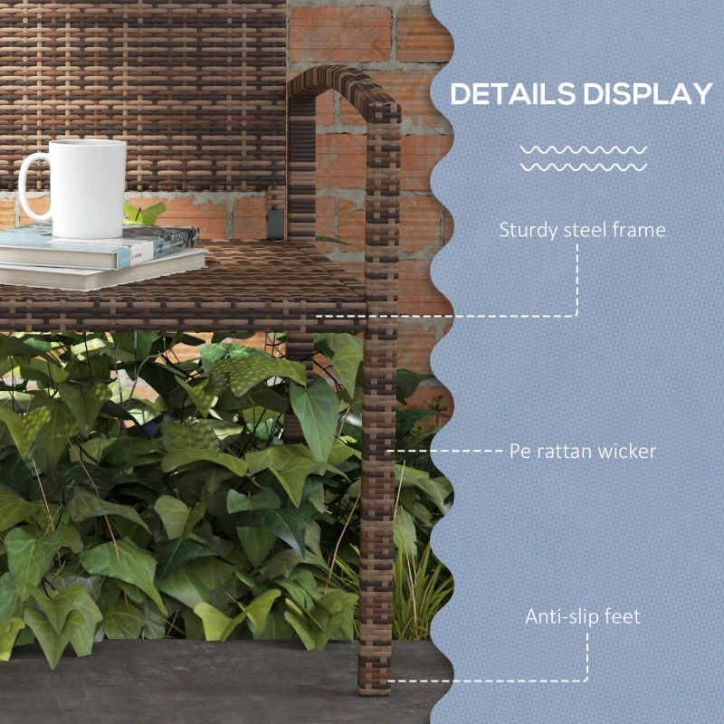 Outsunny All Weather Wicker Garden Loveseat, 2 Seater Poly Rattan Garden Bench, Outdoor Seating Bench Brown