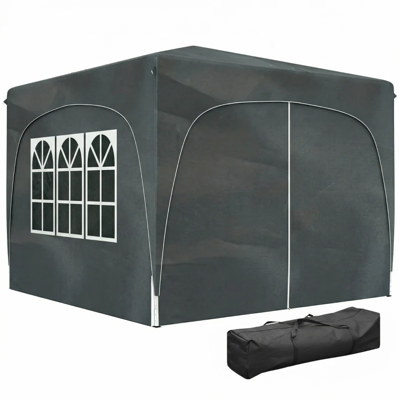 Outsunny 3 x 3m Pop-Up Gazebo Shelter, with Accessories - Dark Grey