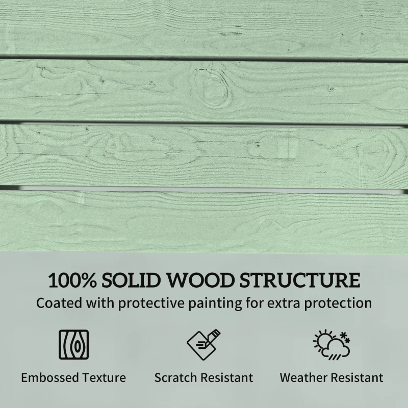 Outsunny Outdoor Garden Loveseat, Embossed Wooden Jack and Jill Garden Seat with Integrated Table, Green