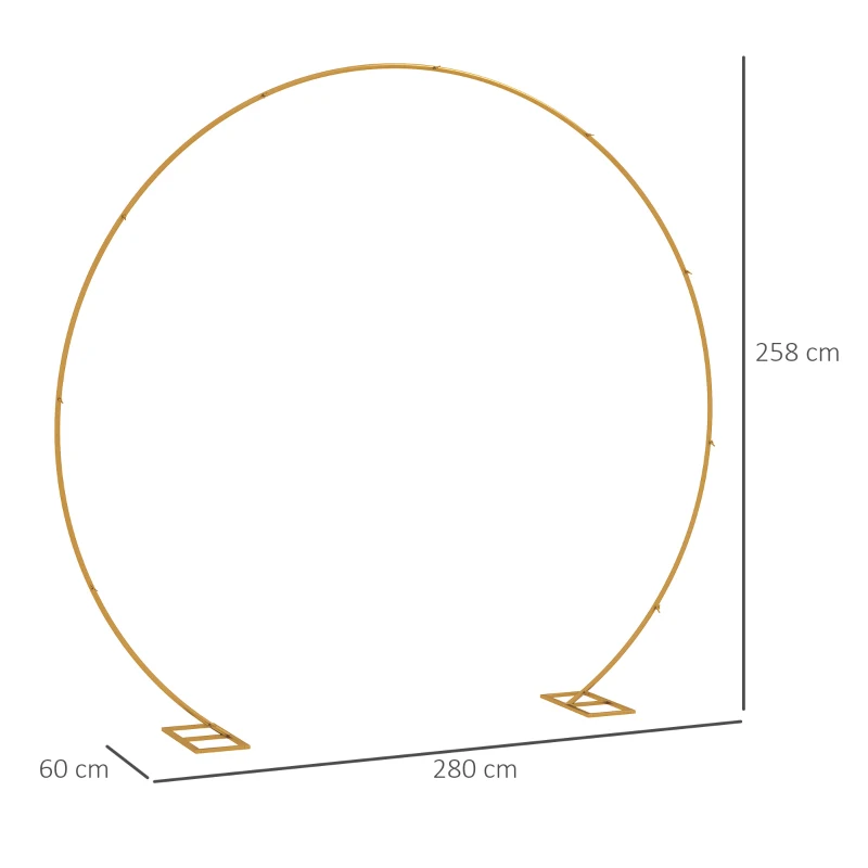 Outsunny 280cm Gold Backdrop Stand, Round Metal Wedding Arch for Birthday Party, Bridal Shower, Graduation, Ceremony