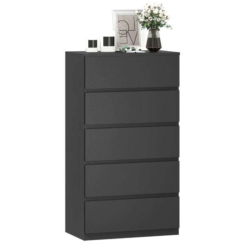 HOMCOM Chest of Drawers, 5-Drawer Storage Cabinets, Modern Dresser, Storage Drawer Unit for Bedroom