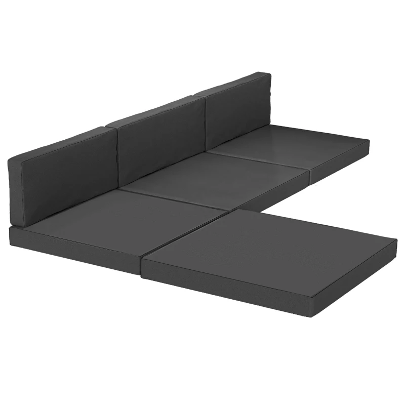 Outsunny 7-Piece Patio Furniture Cushions, Outdoor Loveseat Cushion with Removable Covers for Rattan Furniture, 60x60 cm, Black