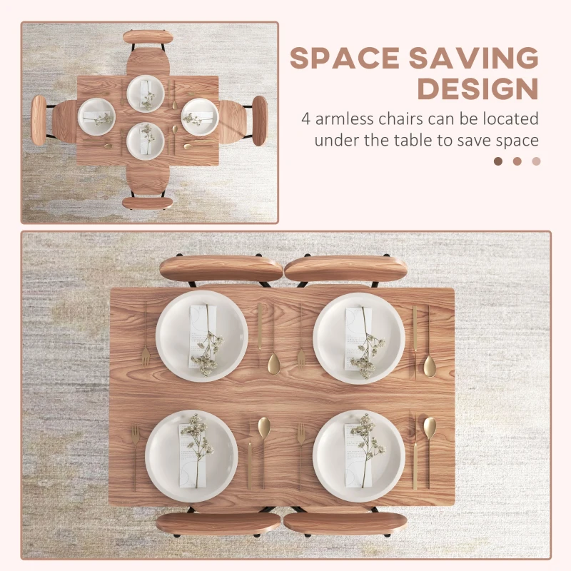 HOMCOM Zestaw jadalniany 5-częściowy, stół z 4 krzesłami, z półką