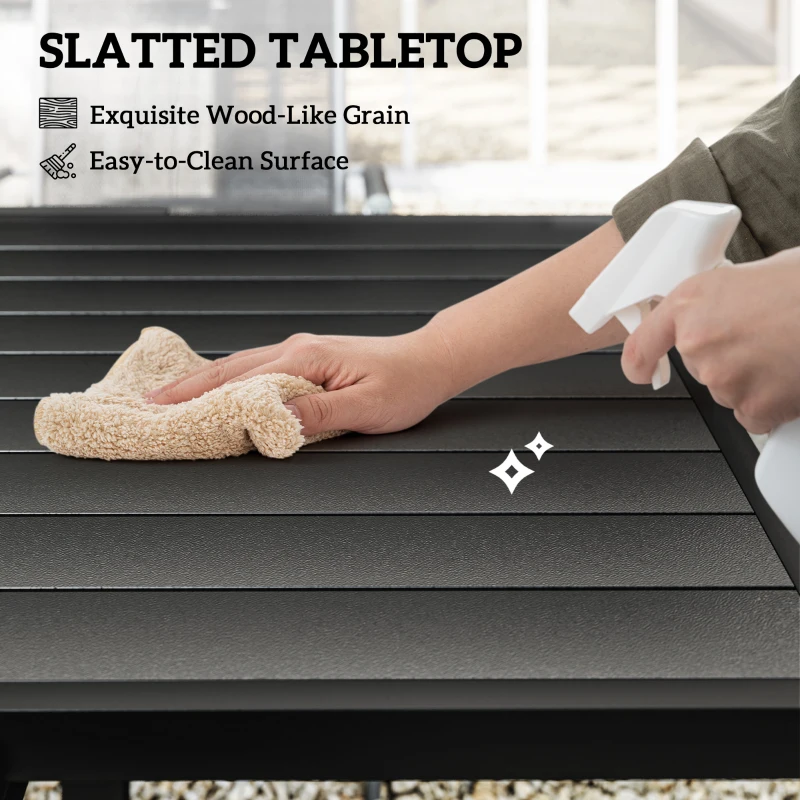 Outsunny 7 Pieces Outdoor Dining Set with Umbrella Hole, Garden Table and Chairs Set for 6 with Metal Table and Stackable Chairs