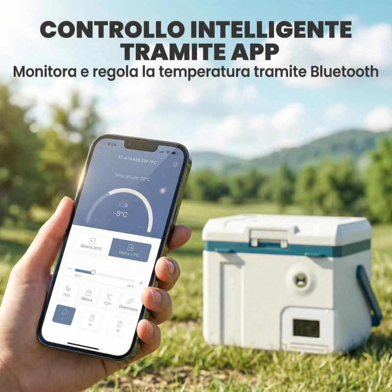 Outsunny 19L Auto Frigorifero Compressore, App Controllo Ideale per Campeggio