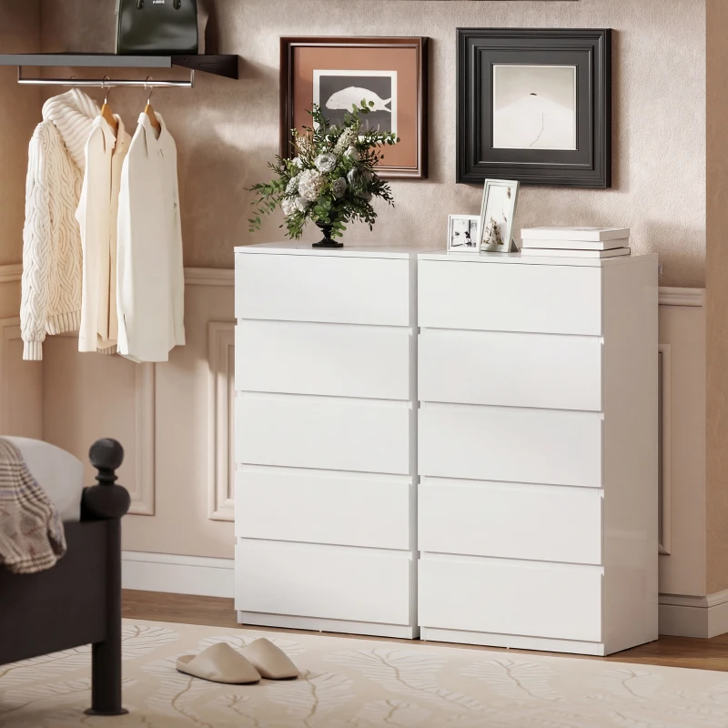HOMCOM Chest of Drawers, 5-Drawer Storage Cabinets, Modern Dresser, Storage Drawer Unit for Bedroom