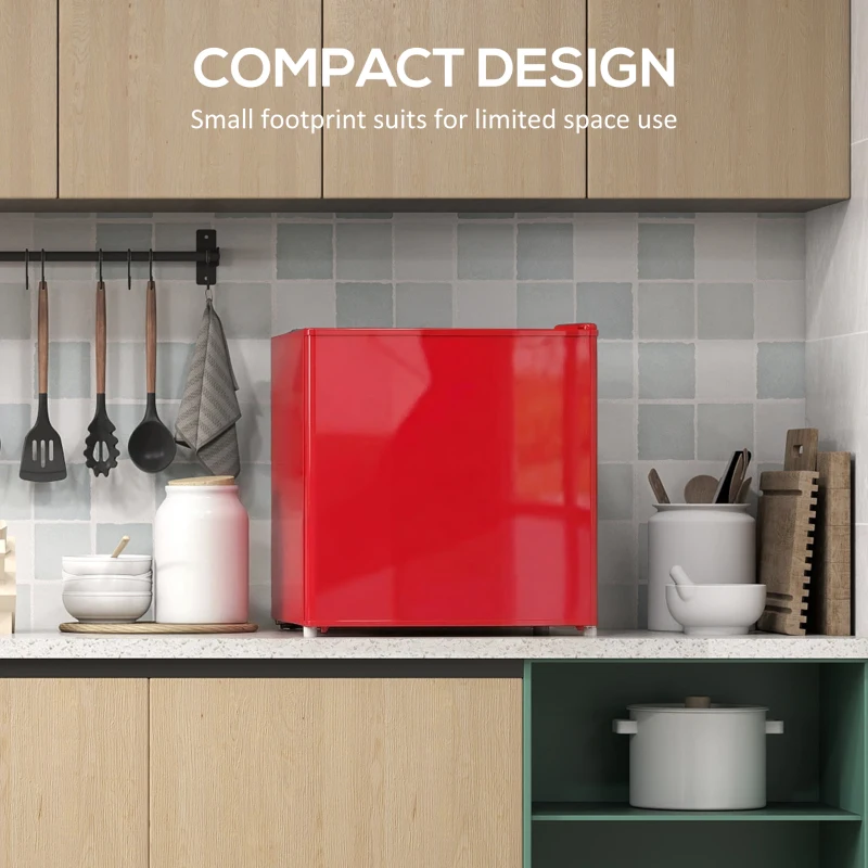 HOMCOM Tafelvriezer met 35 liter capaciteit, kleine vriezer met omkeerbare deur, rood